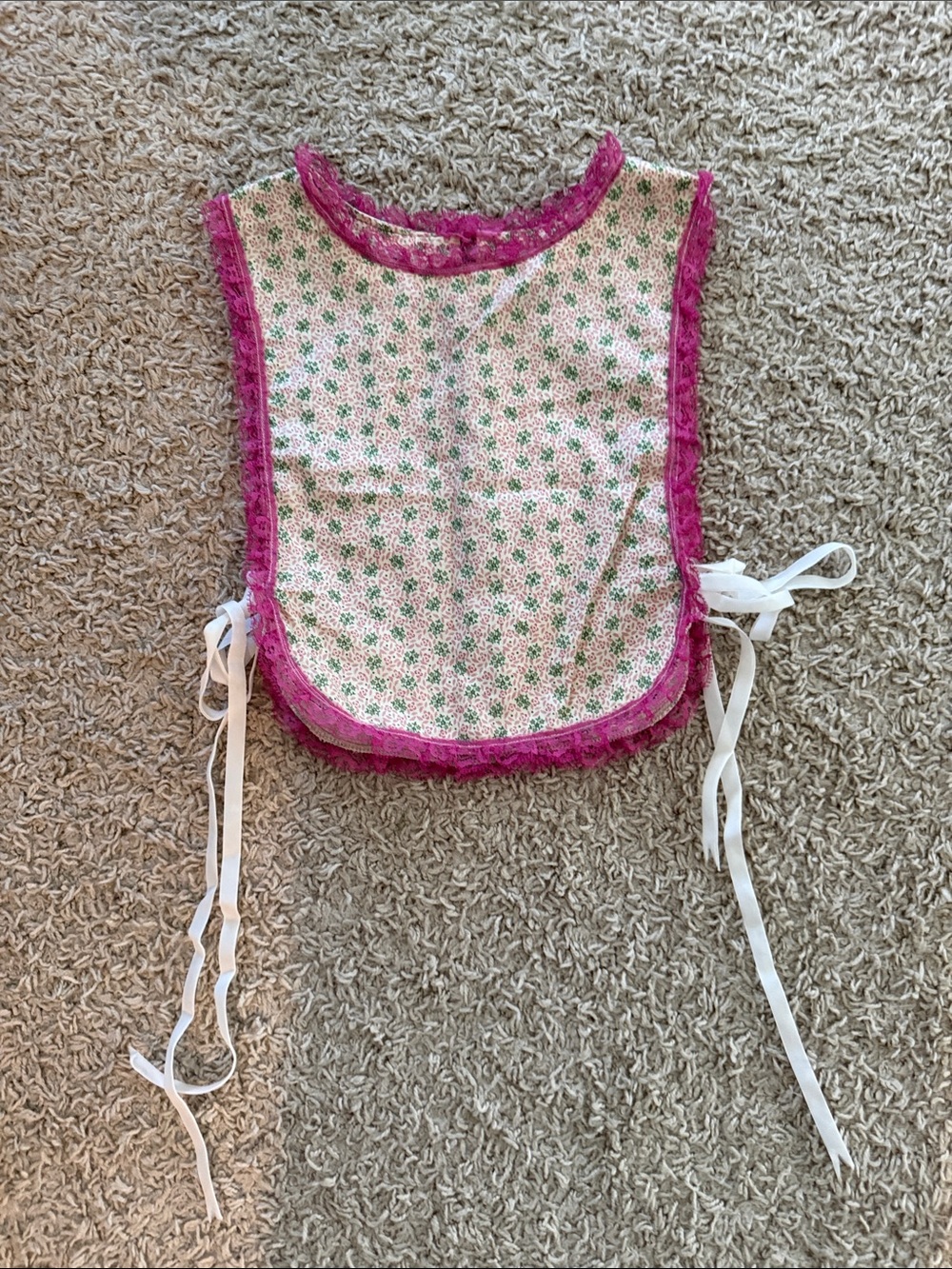 Pink-Trim Floral crop with Tie Closures